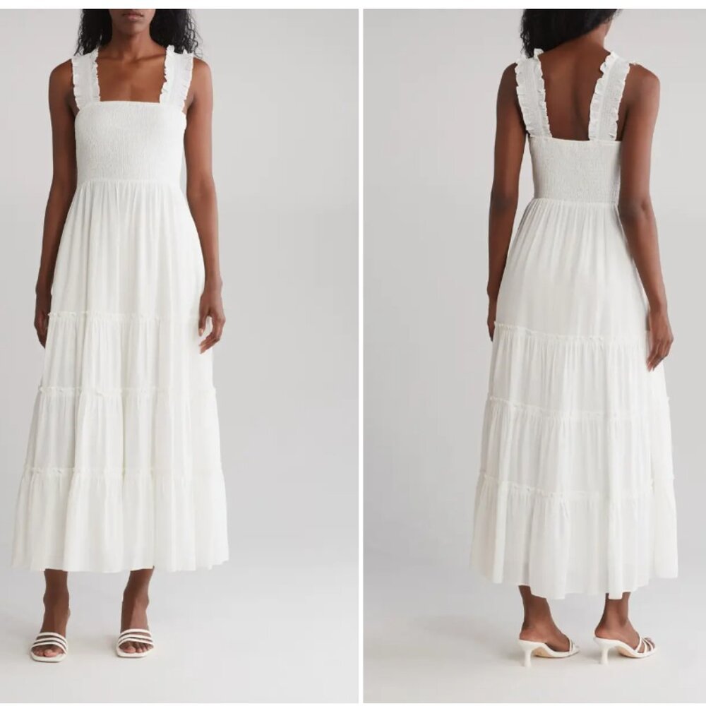 *orange NEVER WORN Lucy Paris Smocked Orange Midi Dress - Size Medium